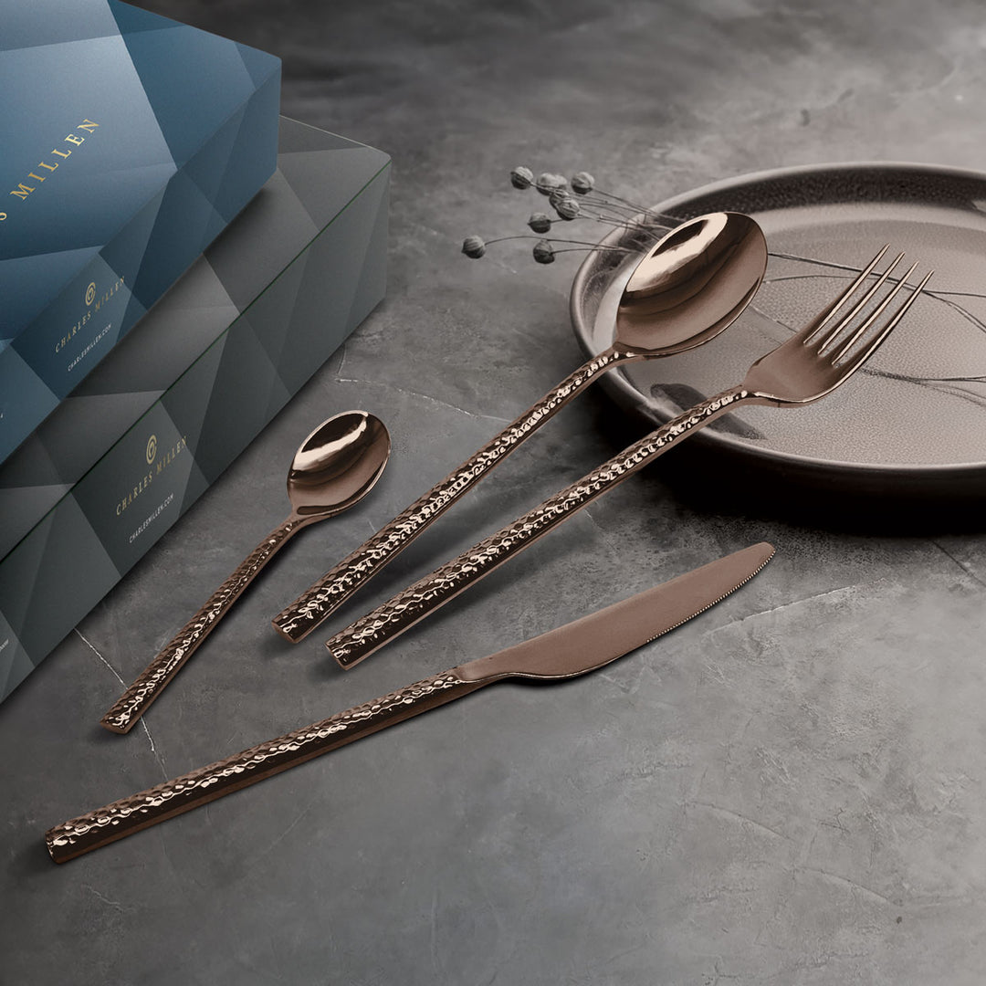 Charles Millen Signature Collection Aldo Mirror Finished Stainless Steel Cutlery Set 24pc