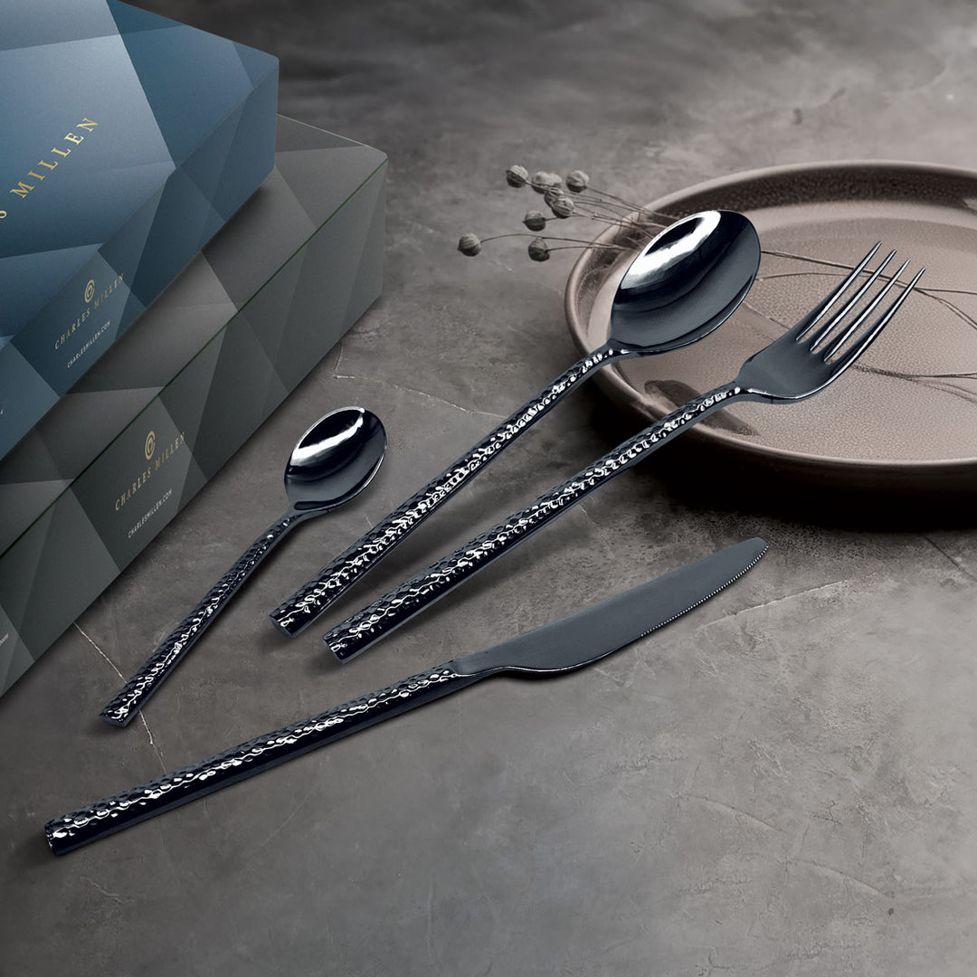 Charles Millen Signature Collection Aldo Mirror Finished Stainless Steel Cutlery Set 24pc