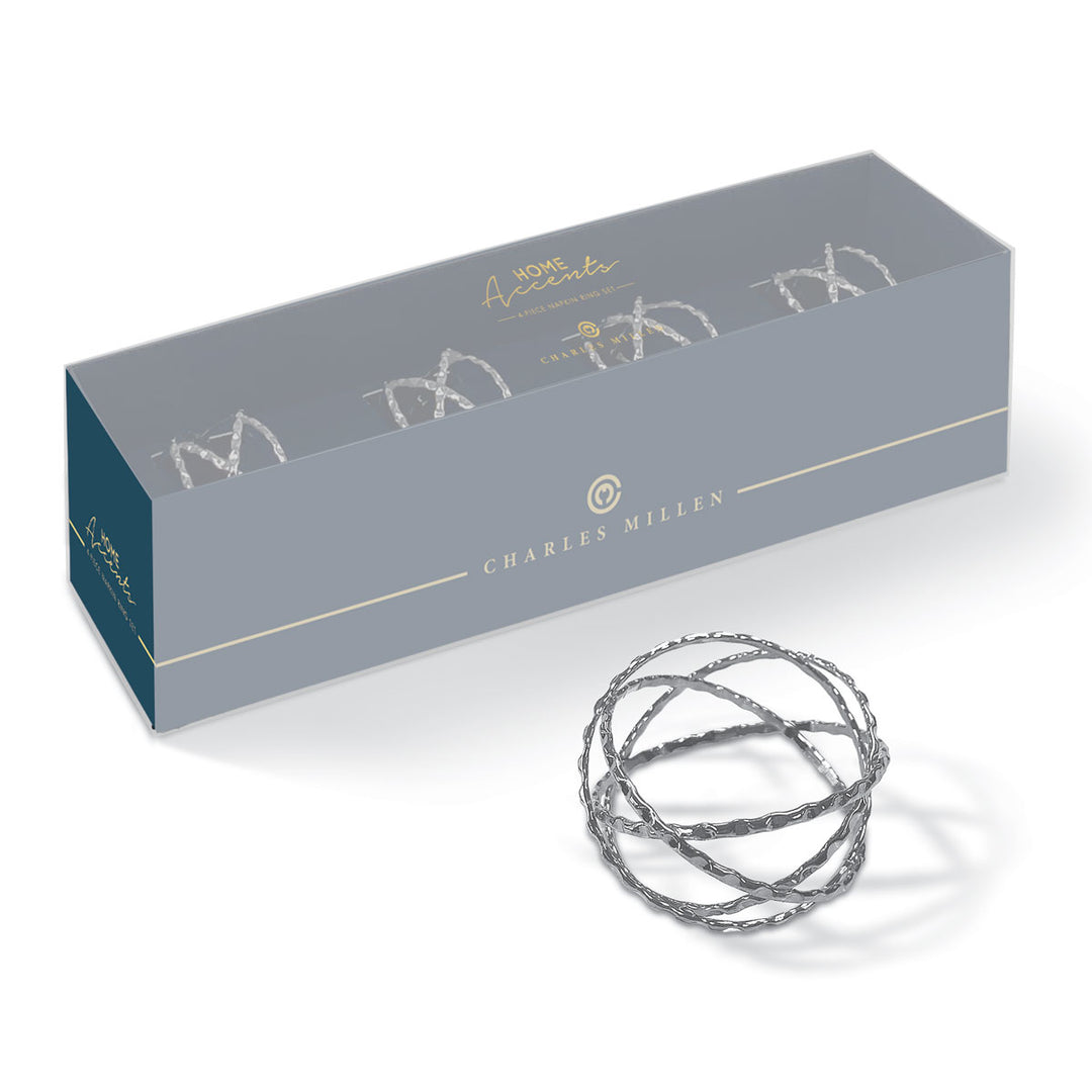 Charles Millen Signature Collection Galaxy Napkin Ring 4 Piece Set
