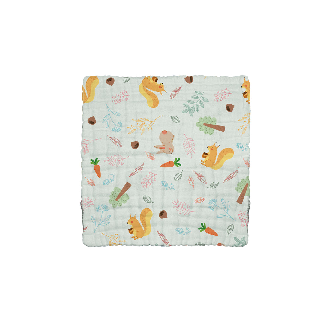 The Gang 100% Cotton 6-Ply High Density Printed Gauze Bath Linen Squirrel