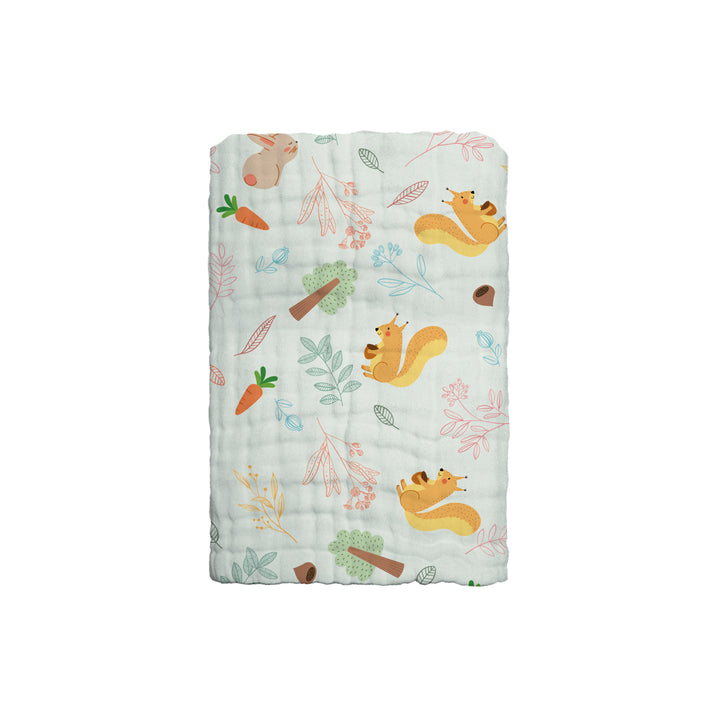 The Gang 100% Cotton 6-Ply High Density Printed Gauze Bath Linen Squirrel
