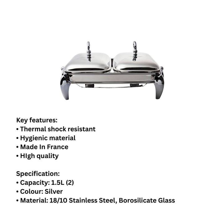 Sabinex Classic Rectangular Food Warmer 2X1.5L