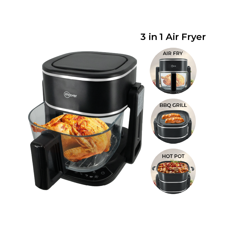 Mayer 4.5L 3-in-1 Glass Air Fryer with Grill