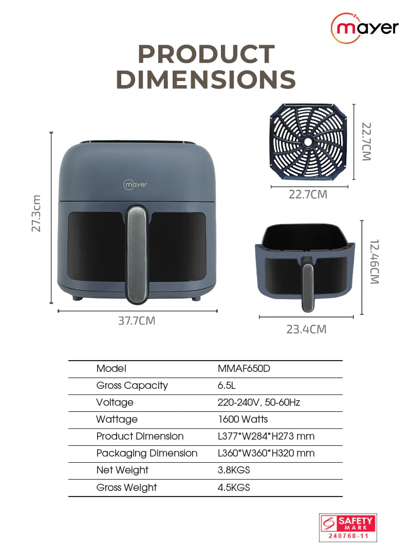 Mayer 6.5L Ceramic Digital Air Fryer