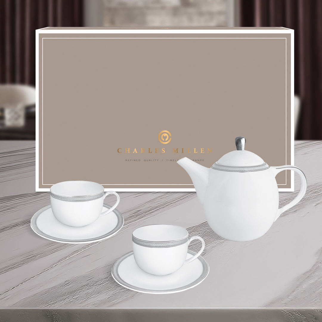 Charles Millen Signature Fine Bone China Collection Vogue Series 3 Piece Entrée Tea Set
