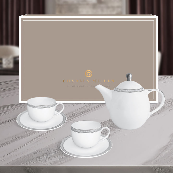 Charles Millen Signature Fine Bone China Collection Vogue Series 3 Piece Entrée Tea Set