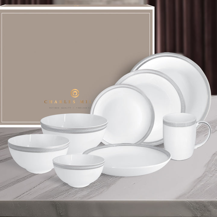 Charles Millen Signature Fine Bone China Collection Vogue Series Good For 6 Dining Set