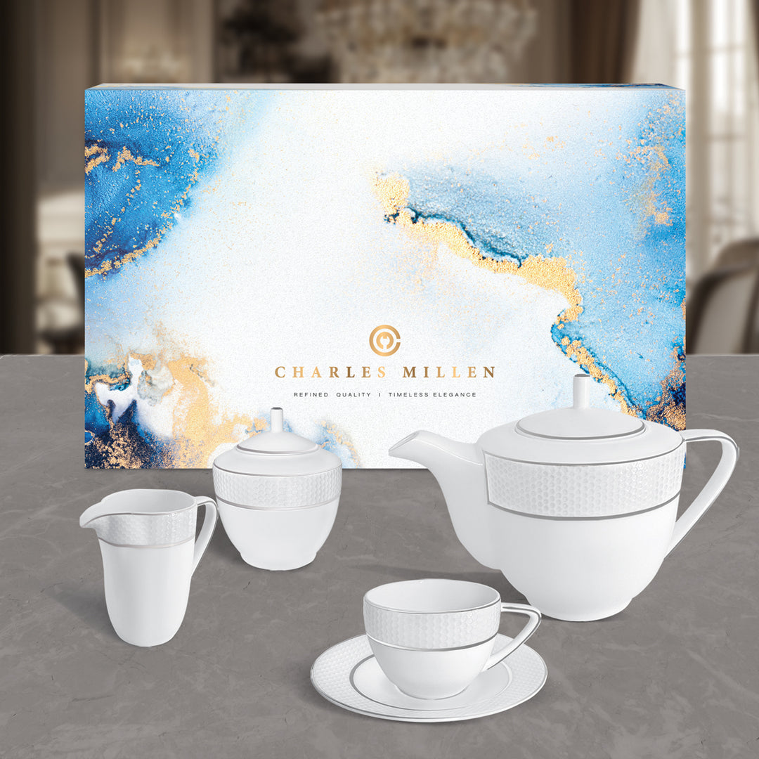 Charles Millen Signature Fine Bone China Collection Vogue Series 9 Piece Tea Set