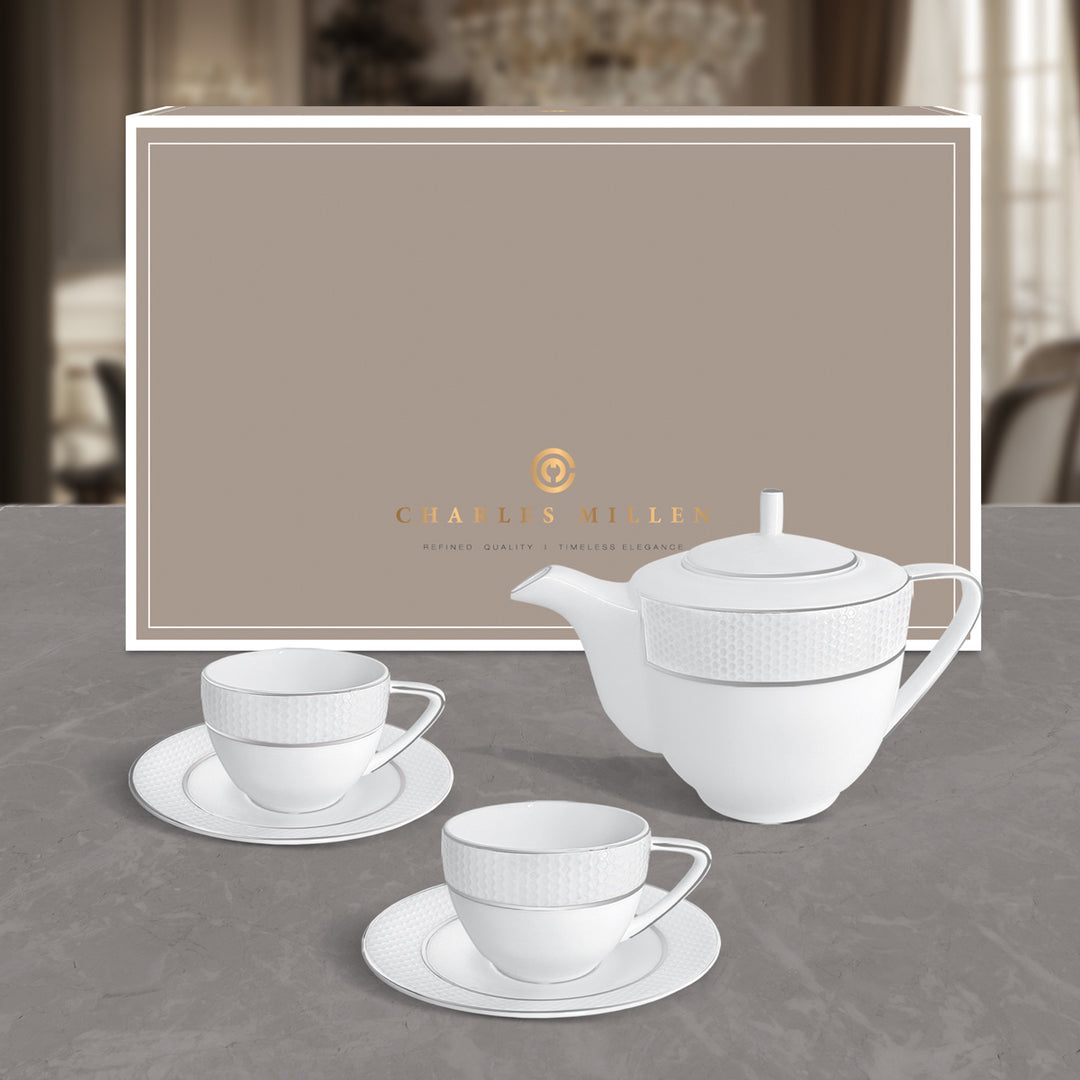 Charles Millen Signature Fine Bone China Collection Vogue Series 3 Piece Entrée Tea Set