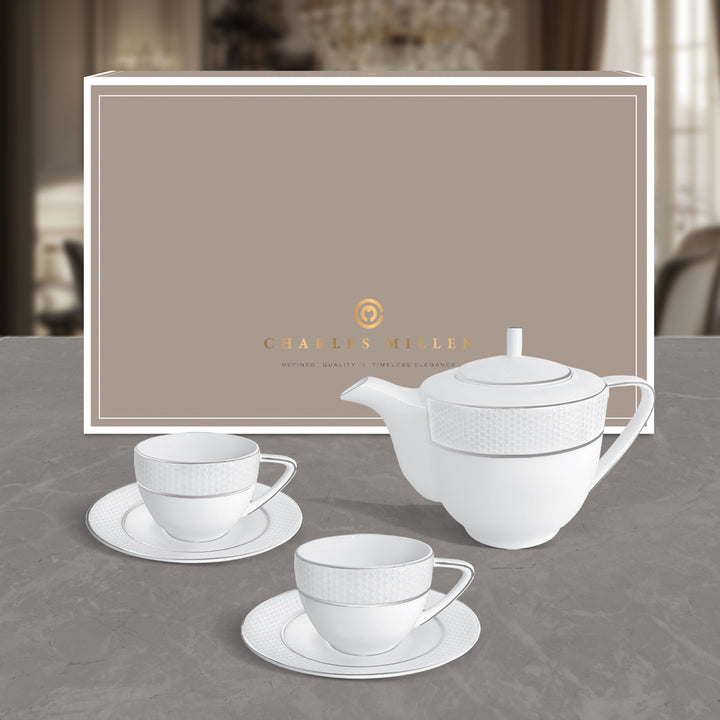 Charles Millen Signature Fine Bone China Collection Vogue Series 3 Piece Entrée Tea Set