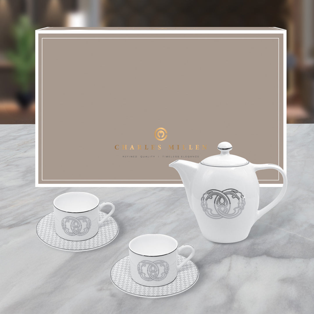 Charles Millen Signature Fine Bone China Collection Vogue Series 3 Piece Entrée Tea Set
