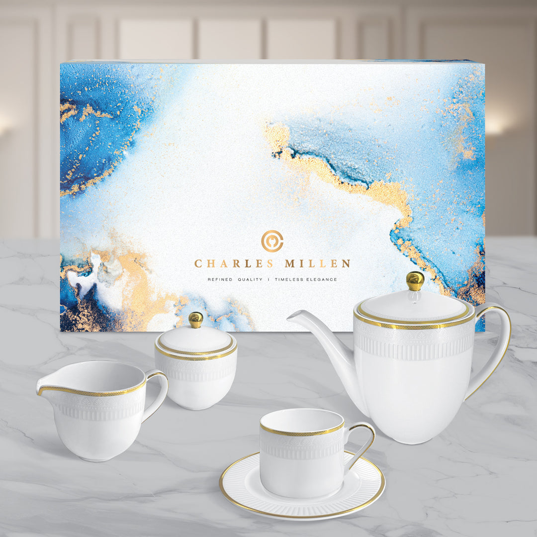 Charles Millen Signature Fine Bone China Collection Vogue Series 9 Piece Tea Set