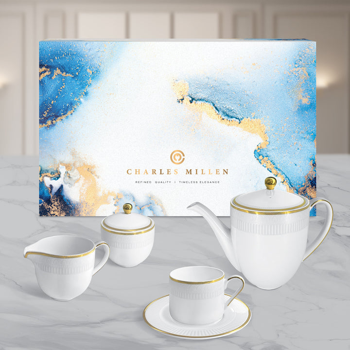 Charles Millen Signature Fine Bone China Collection Vogue Series 9 Piece Tea Set