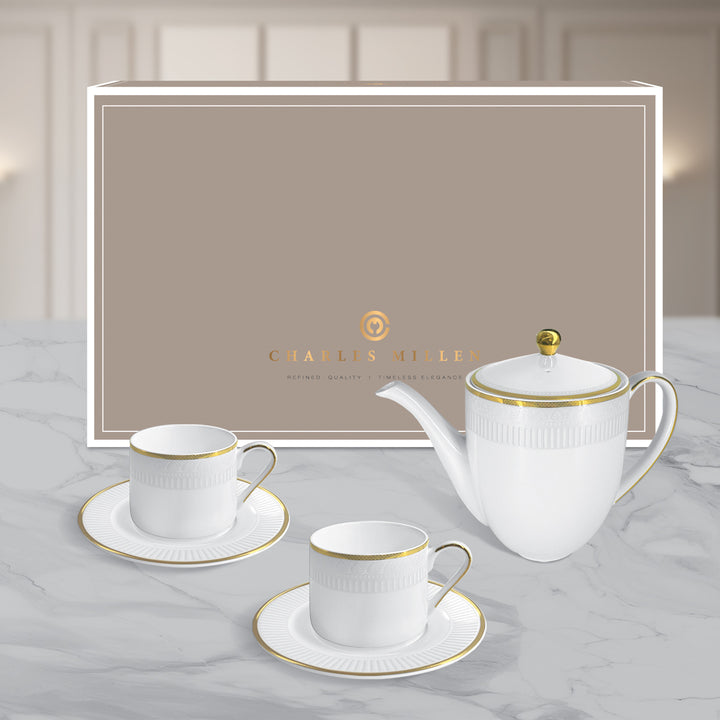 Charles Millen Signature Fine Bone China Collection Vogue Series 3 Piece Entrée Tea Set