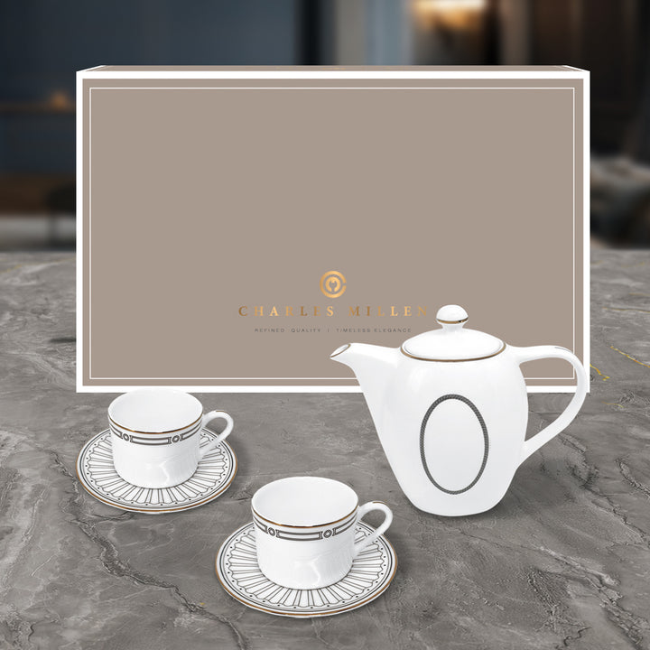 Charles Millen Signature Fine Bone China Collection Vogue Series 3 Piece Entrée Tea Set