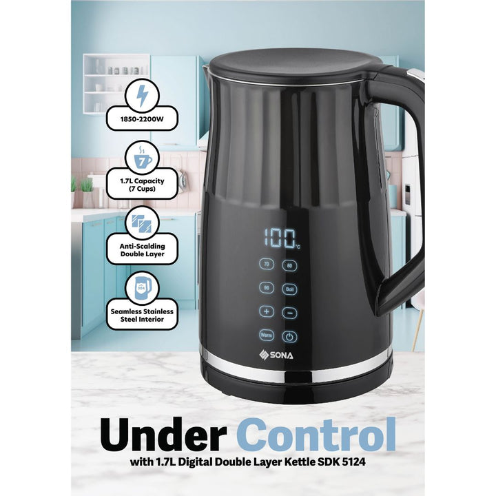 Sona 1.7L Digital Double Layer Kettle