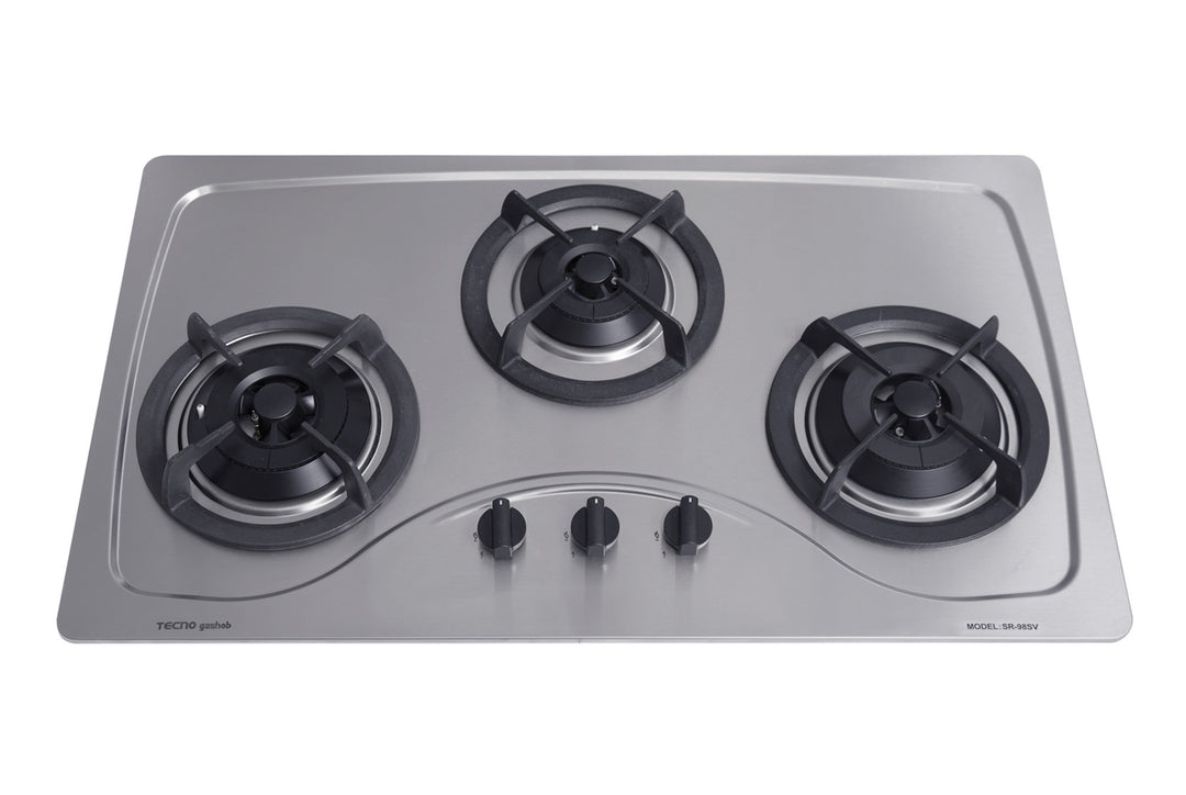 Stainless Steel Hob — Stainless Steel — 86cm, V.V.S; 3 Burner (2x Big, 1x Medium)