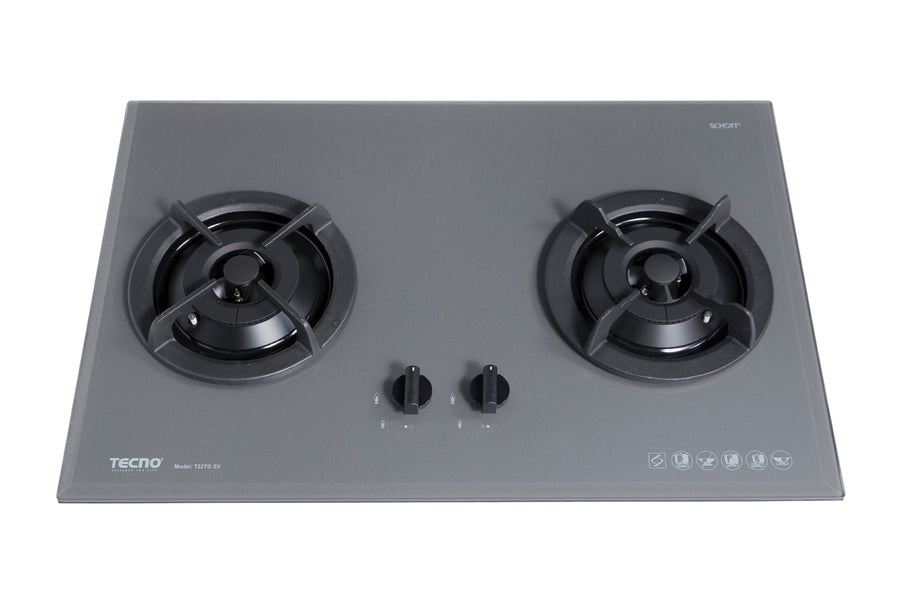 Toughened Glass Hob (SCHOTT) — Kettle Black — 75cm, V.V.S; 2 Burners (2x Big)