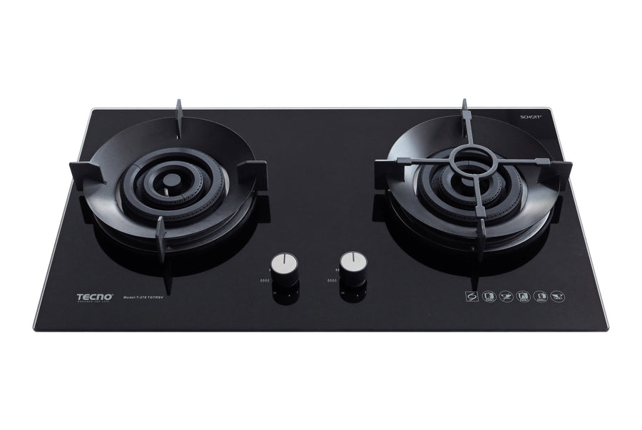 Toughened Glass Hob (SCHOTT) — Black — 78cm, V.V.S; 2 Burners (2x Triple Ring)