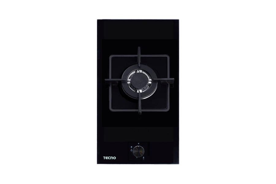 Domino Gas Hob — Black Tempered Glass — 30cm, 1 Burner (Triple Ring)