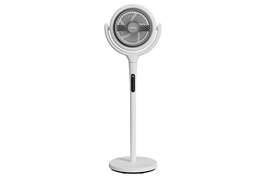 Standing Fan — White — 8" 2 in 1 DC fan, (table or stand), 3 D oscillation, 12 hrs timer, Digital display