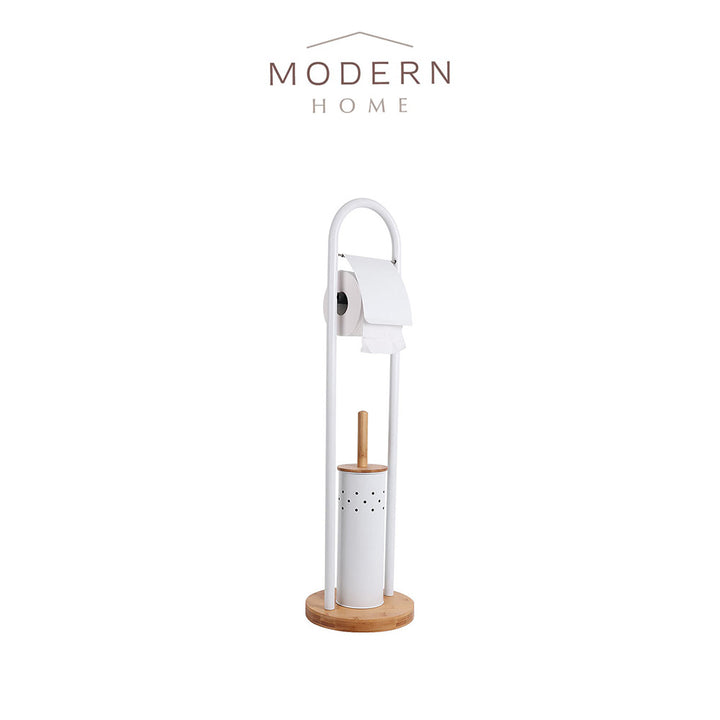 White Magic Eco Basics Toilet Roll Dispenser + Brush