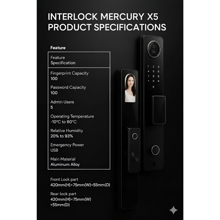 Interlock Mercury X5 Digital Door Lock with Palm Vein Recognition