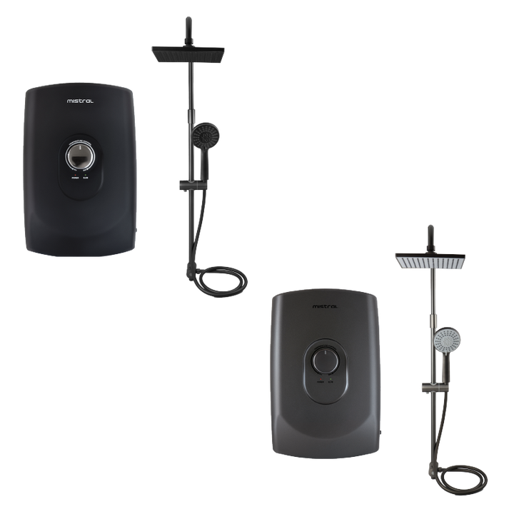 Mistral Instant Shower Heater with Rain Shower MSH99 - Matte Black