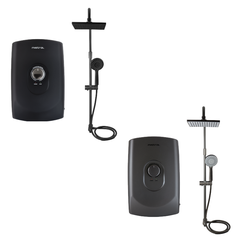 Mistral Instant Shower Heater with Rain Shower MSH99 - Matte Black