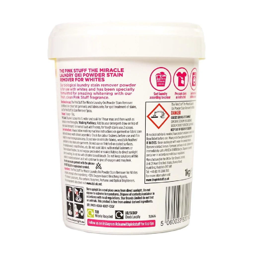 The Pink Stuff The Miracle Laundry OXI Powder Stain Remover for Whites