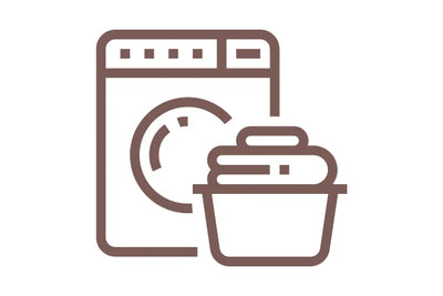 Icon of a washing machine with a cup inside on a white background