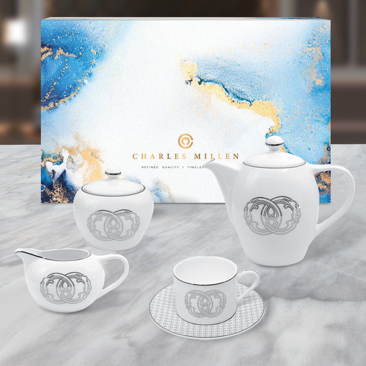 Charles Millen Signature Fine Bone China Collection Vogue Series 9 Piece Tea Set