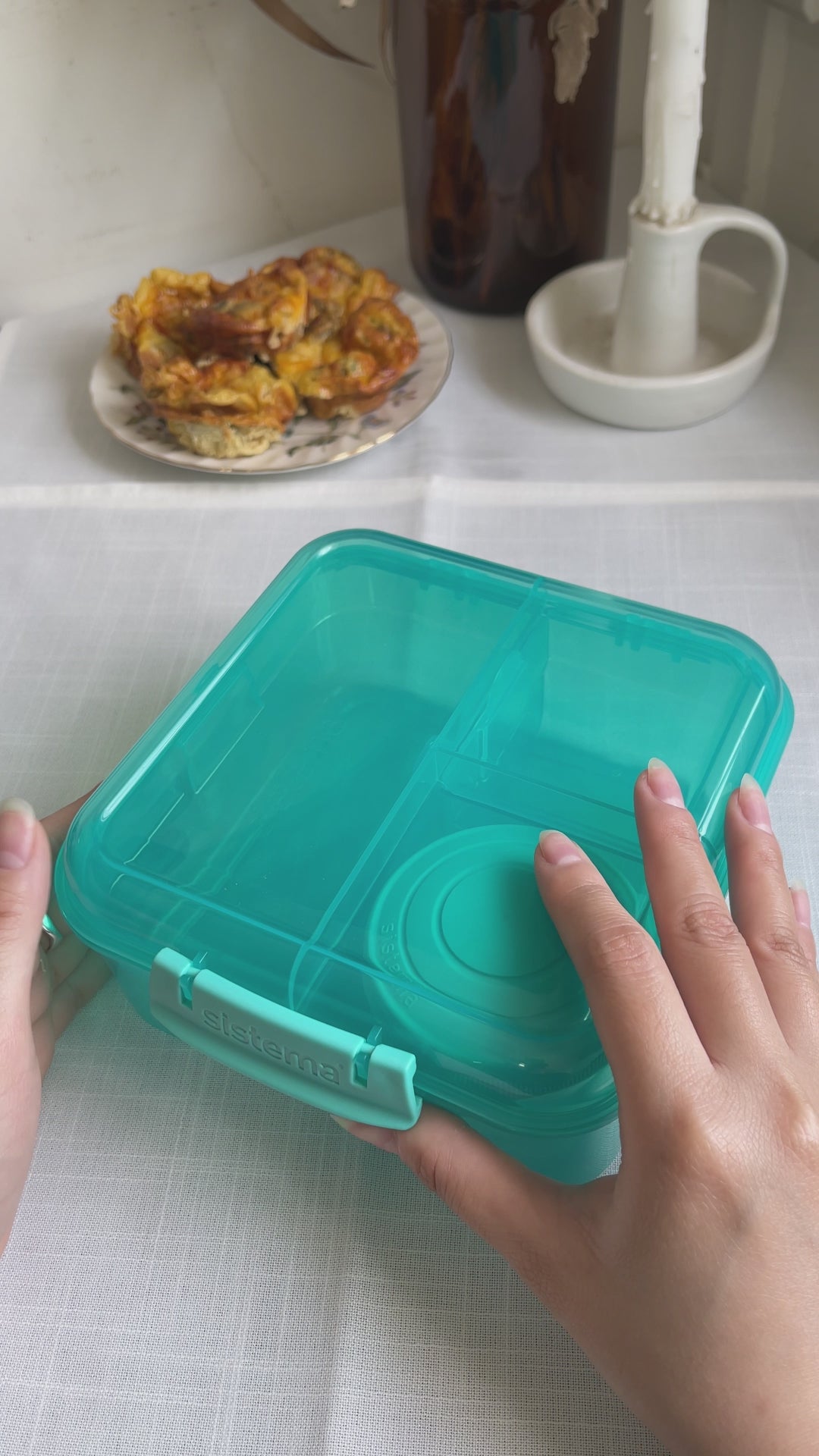SISTEMA Kotak Makan Tengahari Plastik Gaya Bento Kiub Dengan Periuk Yogurt