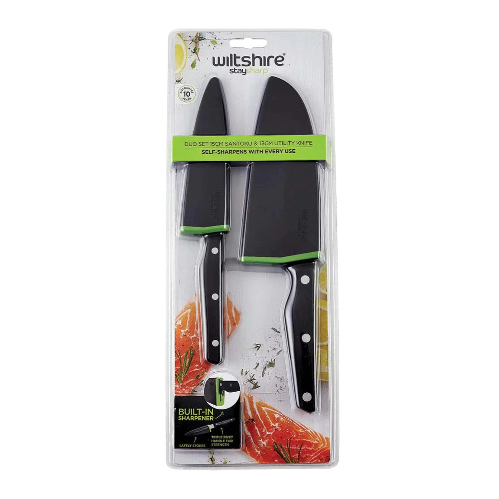 Wiltshire Staysharp Triple Rivet Duo Set Santoku & Utility Knife 2 Piece