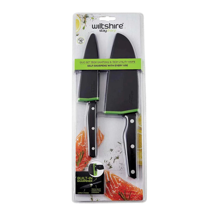 Wiltshire Staysharp Triple Rivet Duo Set Santoku & Utility Knife 2 Piece