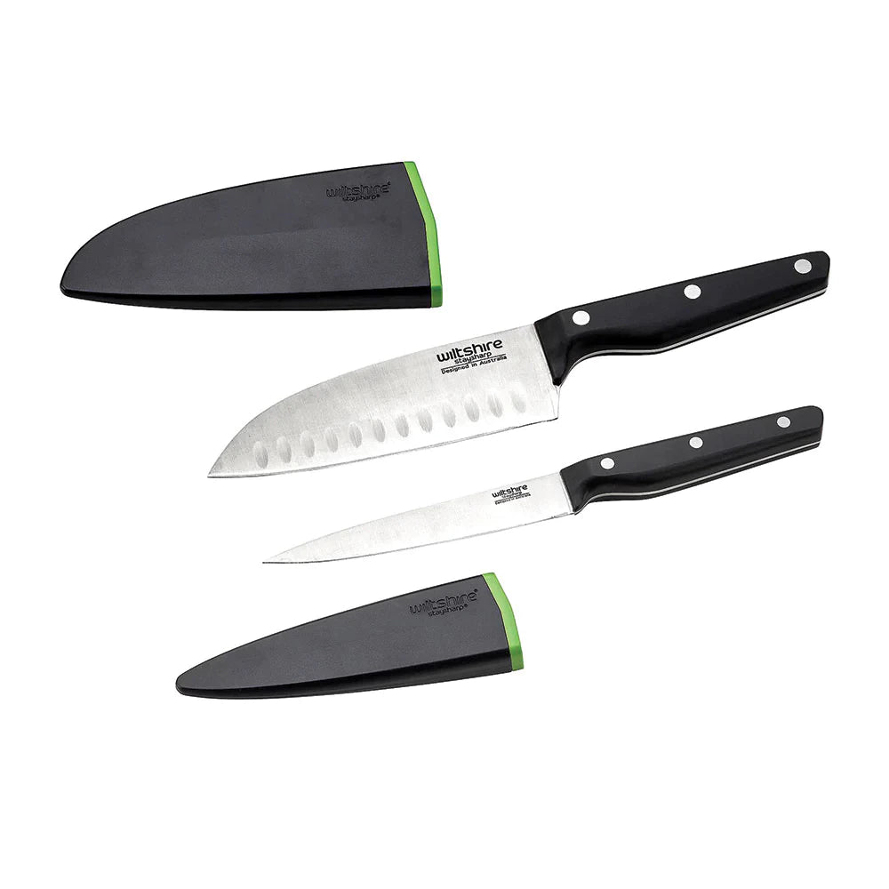 Wiltshire Staysharp Triple Rivet Duo Set Santoku & Utility Knife 2 Piece