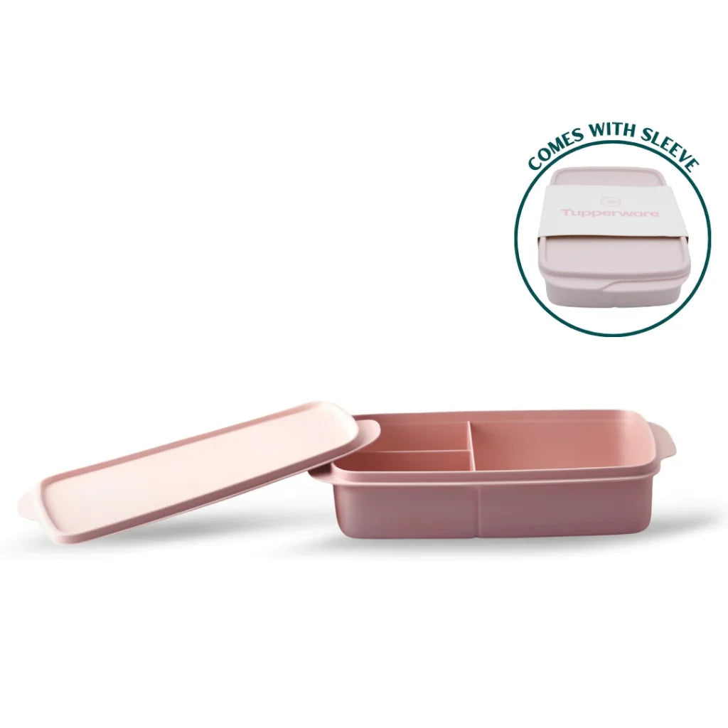Tupperware Rectangular Divided Lunch Box (1L, Pink) TP0025