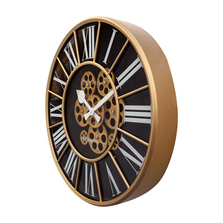 Jam Dinding NeXtime William Moving Gear 50cm (Emas/Hitam/Putih)