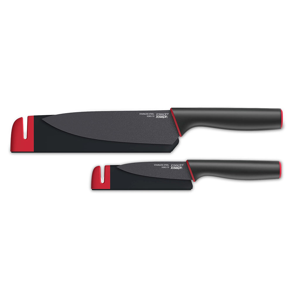 Joseph Joseph Slice&Sharpen Set Of 2 Knives With Sharpening Sheaths