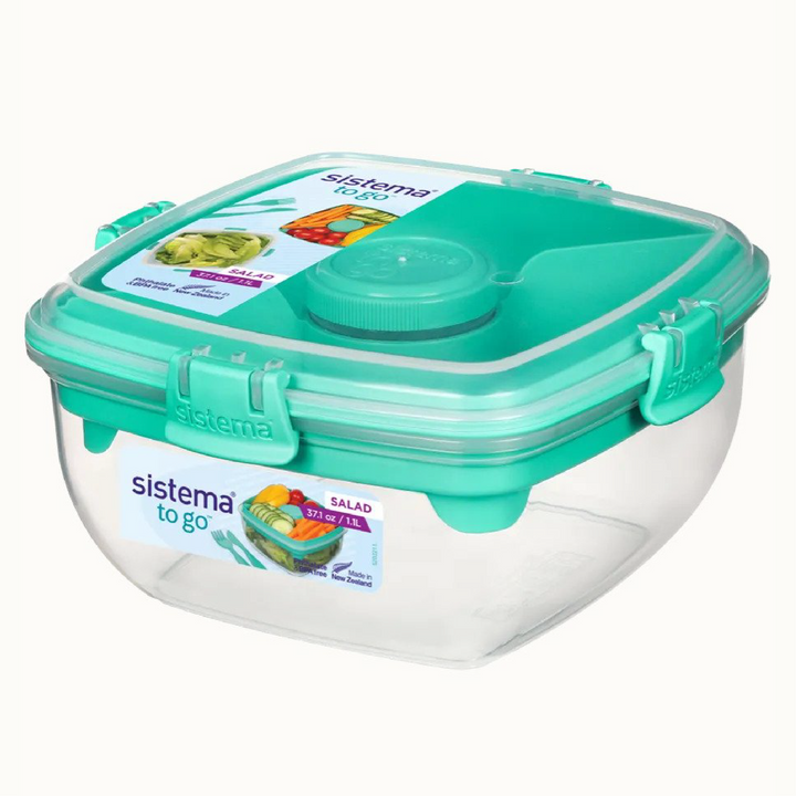 SISTEMA Salad To Go Box With Dividers Container For Dressing And Cutlery