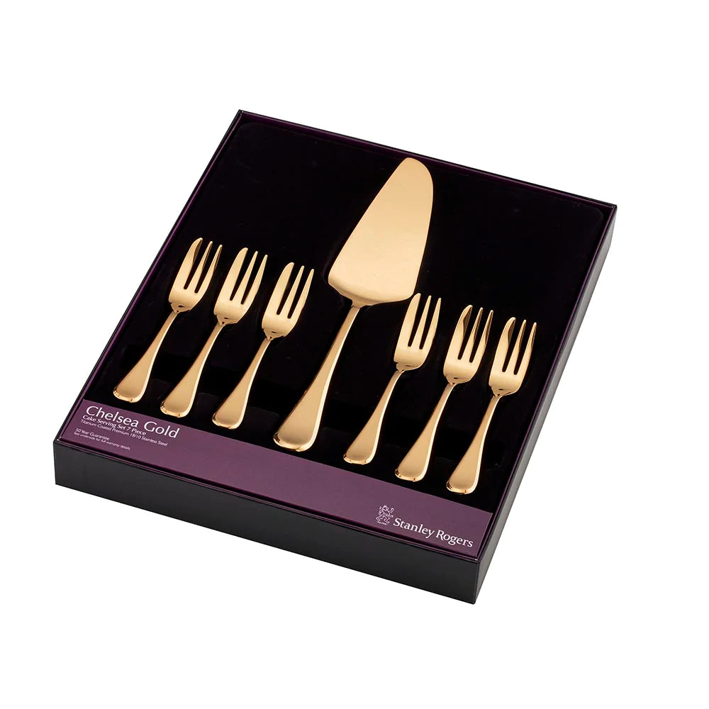 STANLEY ROGERS Chelsea Gold Cake Hidangan Set 7 Keping 