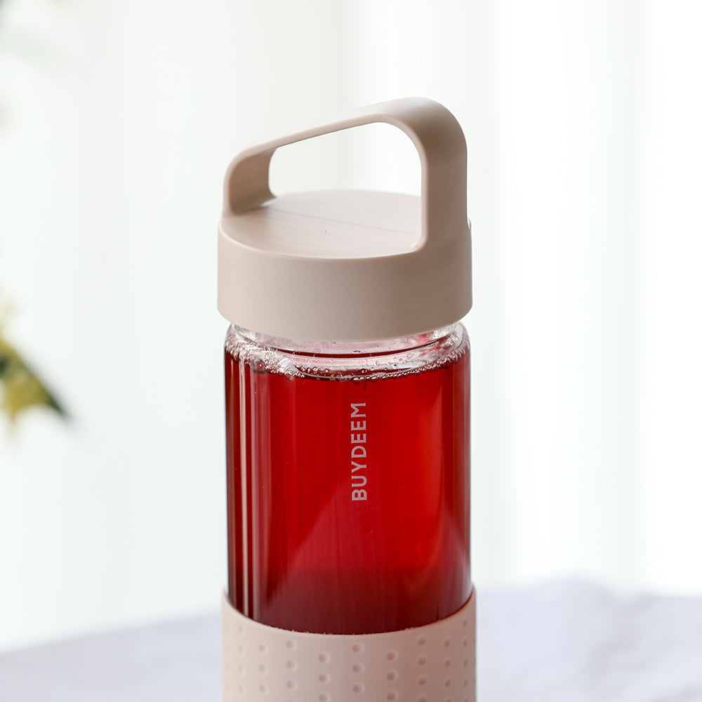 BUYDEEM Portable Glass Bottle 400ml, White