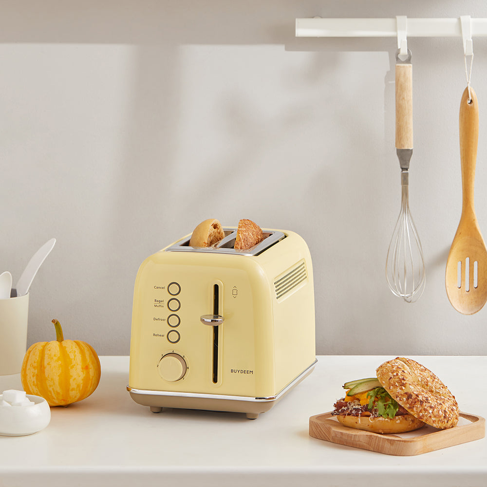Buydeem 2-Slice Toaster, Kuning Lembut 