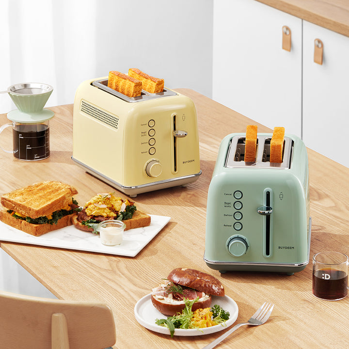Buydeem 2-Slice Toaster, Kuning Lembut 