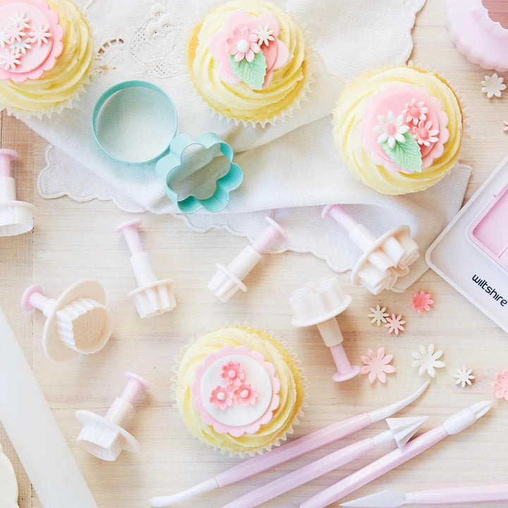 WILTSHIRE Set Pemotong &amp; Penolak Bunga Fondant 4pc