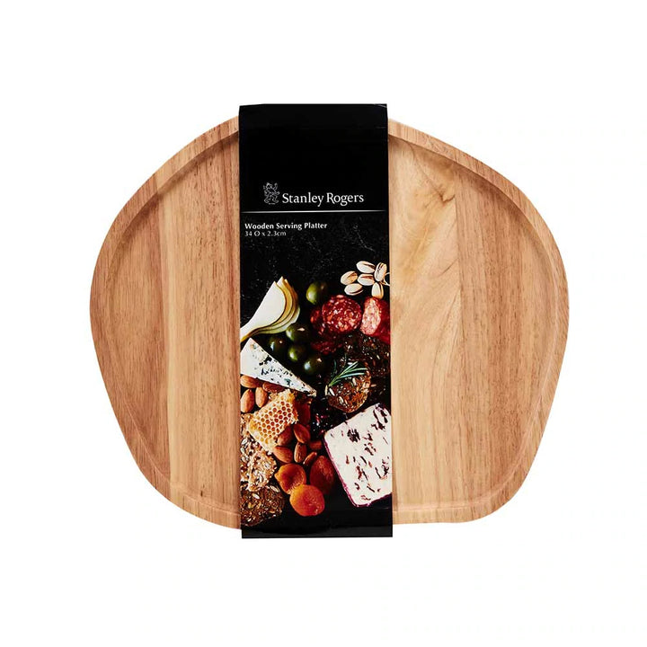 STANLEY ROGERS Medium Wooden Serving Platter Round 34cm