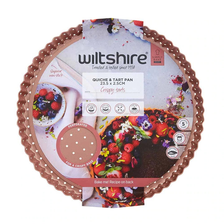 WILTSHIRE Kuali Quiche Berlubang Emas Mawar 24cm