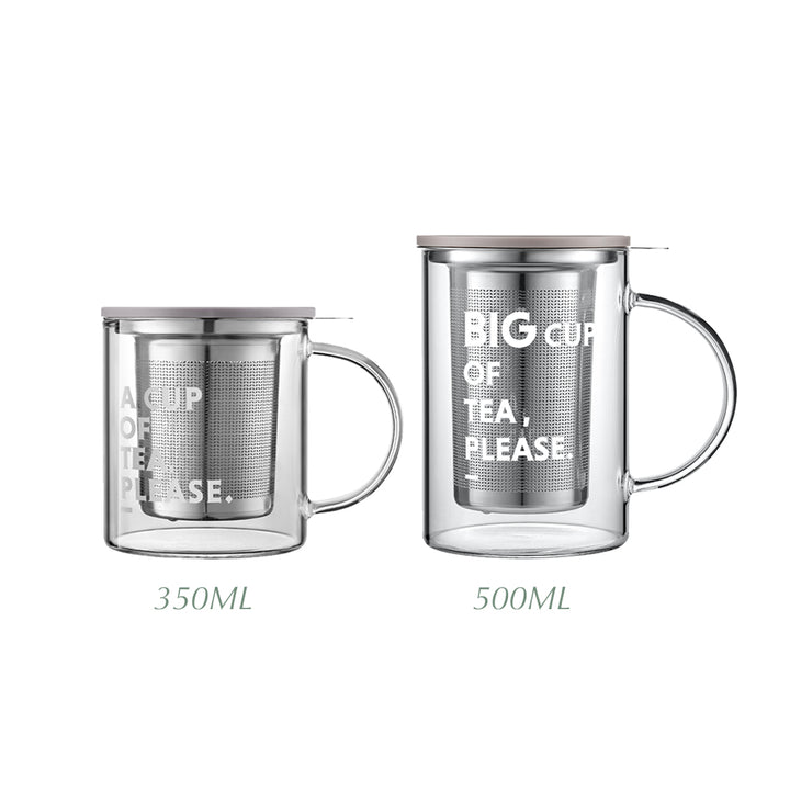 Belideem Cawan Teh Kaca dengan Penapis Teh/Bakul 350ML &amp; 500ML