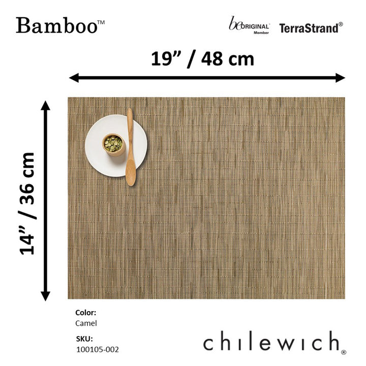 CHILEWICH TerraStrand Microban Bamboo Woven Table Mat 36 x 48 cm, Camel