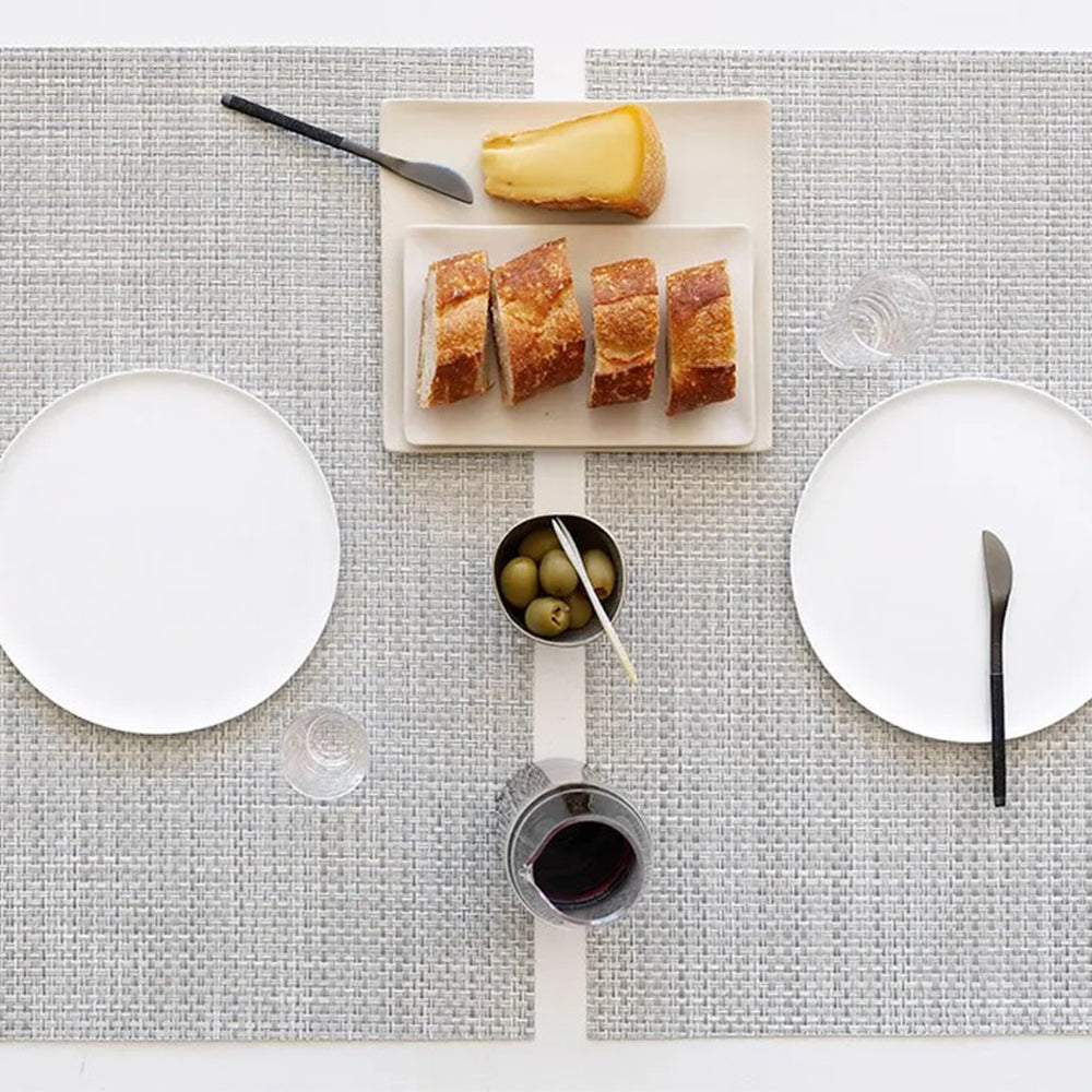 CHILEWICH TerraStrand Microban Basketweave Woven Table Mat 36 x 48 cm, Silver